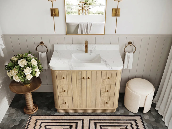 Houston White Oak 42 in. W x 22 in. D Free Standing Curved Edge Single Sink Bathroom Vanity - photo 13