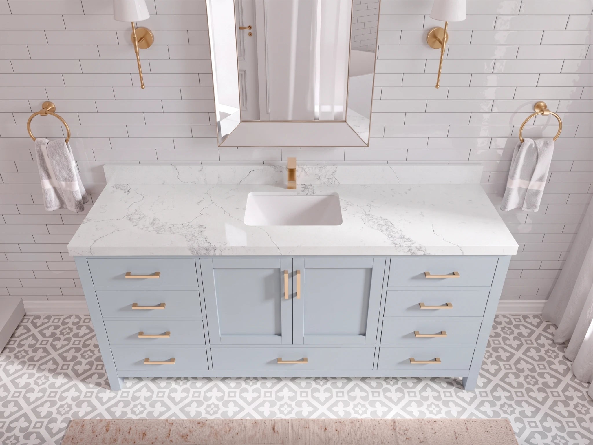 Malibu 72 in. W x 22 in. D Single Sink Bathroom Vanity