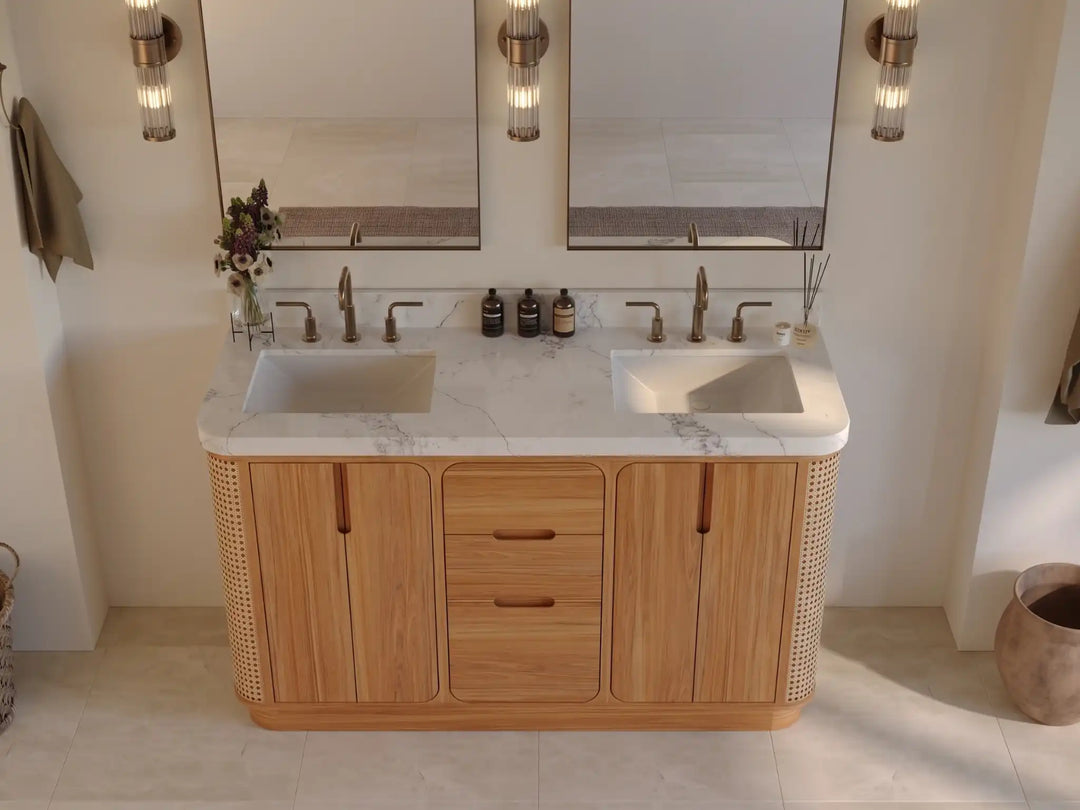 Ventura Teak 60 in. W x 22 in. D Double Sink Bathroom Vanity | 
              
                Light Natural Teak
                
                  
             - VTR_TK_LNT_CA_LZ_60D - photo №9