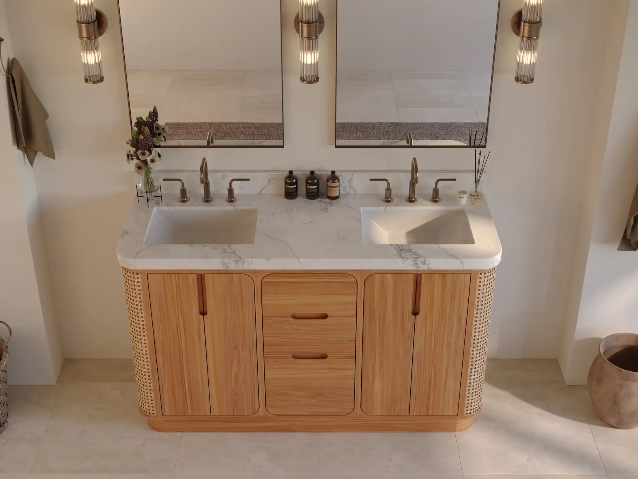 Ventura Teak Wood 60 in. W x 22 in. D Double Sink Bathroom Vanity