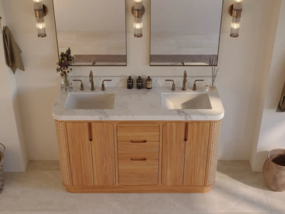 Ventura Teak Wood 60 in. W x 22 in. D Double Sink Bathroom Vanity