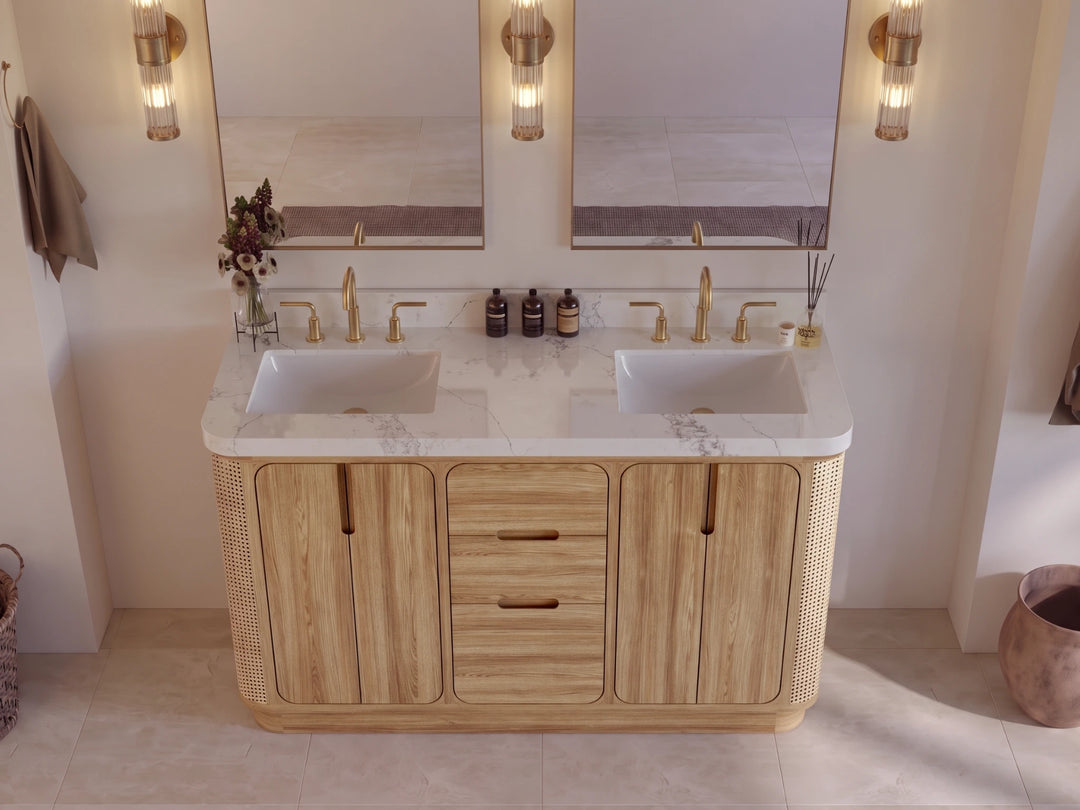 Ventura Teak 60 in. W x 22 in. D Double Sink Bathroom Vanity | 
              
                Light Natural Teak
                
                  
             - VTR_TK_LNT_CA_LZ_60D - photo №3