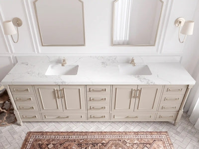 Aberdeen 96 in W x 22 in D Free Standing Double Sink Bathroom Vanity