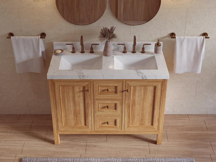 Nashville Teak Wood 48 in. W x 22 in. D Double Sink Bathroom Vanity - photo 7