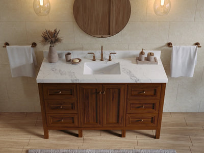 Nashville Teak Wood 60 in. W x 22 in. D Single Sink Bathroom Vanity