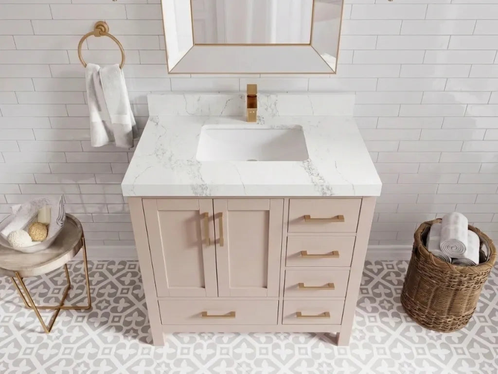 Malibu 36 in. W x 22 in. D Bathroom Vanity Center Sink | 
              
                Pink
                
                  
             - MLB_PNK_WHQZ_36CL - photo №11