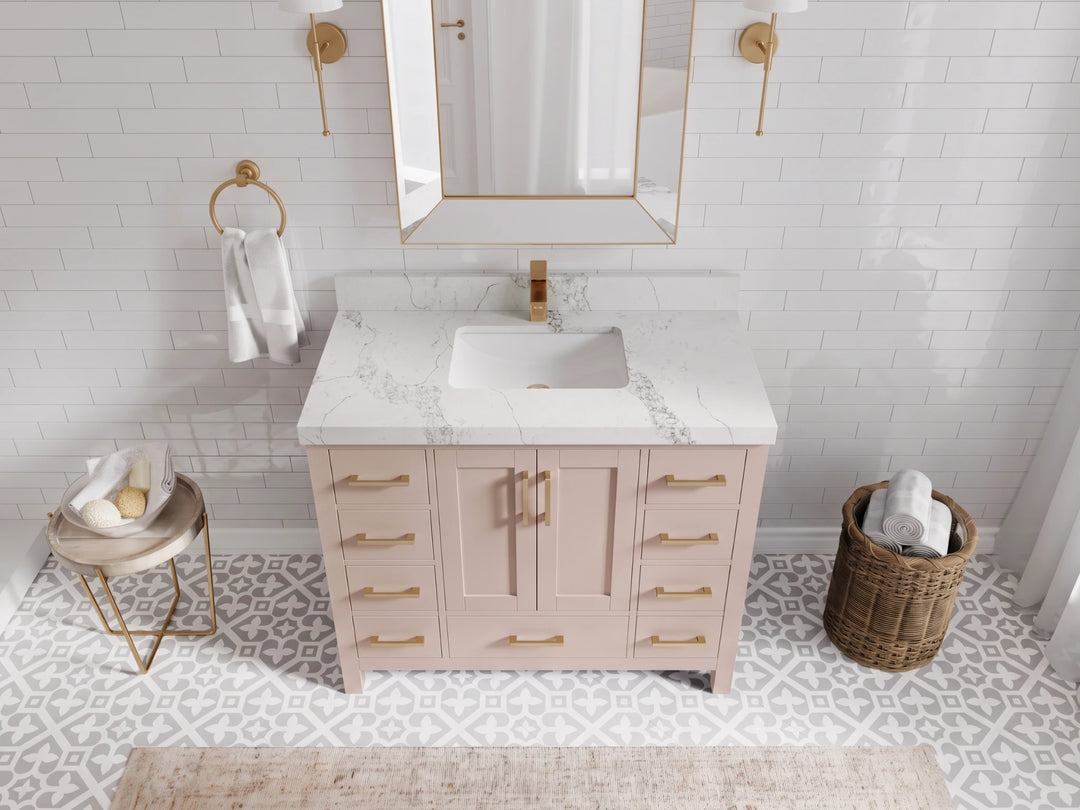 Malibu 42 in. W x 22 in. D Single Sink Bathroom Vanity | 
              
                Pink
                
                  
             - MLB_PNK_WHQZ_42 - photo №11