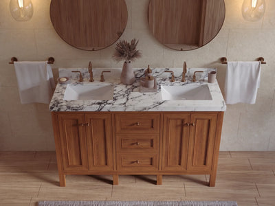 Nashville Teak Wood 60 in. W x 22 in. D Double Sink Bathroom Vanity