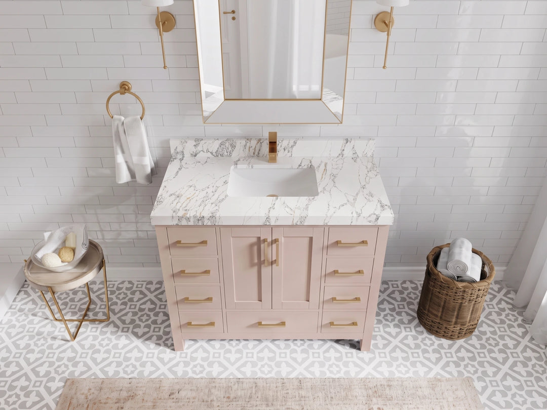Malibu 42 in. W x 22 in. D Single Sink Bathroom Vanity | 
              
                Pink
                
                  
             - MLB_PNK_WHQZ_42 - photo №12