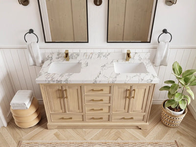 Charlotte White Oak 60 in. W x 22 in. D Double Sink Bathroom Vanity