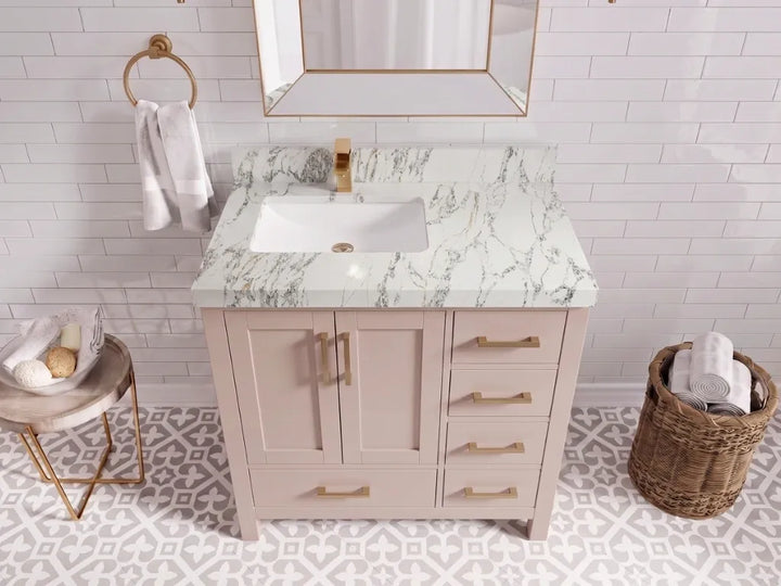 Malibu 36 in. W x 22 in. D Left Offset Sink Bathroom Vanity - photo 12