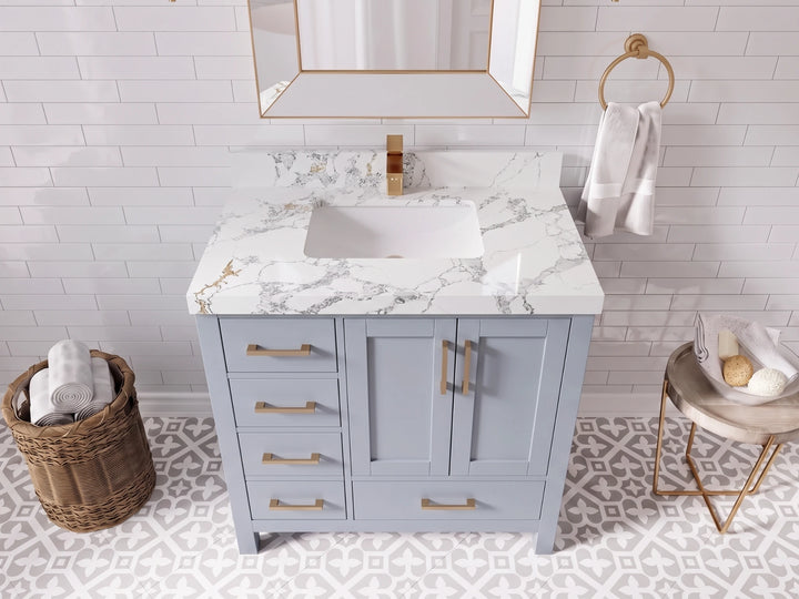 Malibu 36 in. W x 22 in. D with Center Sink Bathroom Vanity - photo 29