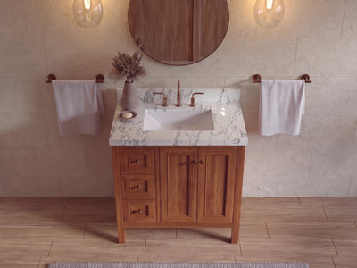 Nashville 36 in. W x 22 in. D Center Sink Teak Wood Bathroom Vanity
