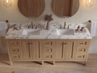 Nashville Teak Wood 84 in. W x 22 in. D Double Sink Bathroom Vanity