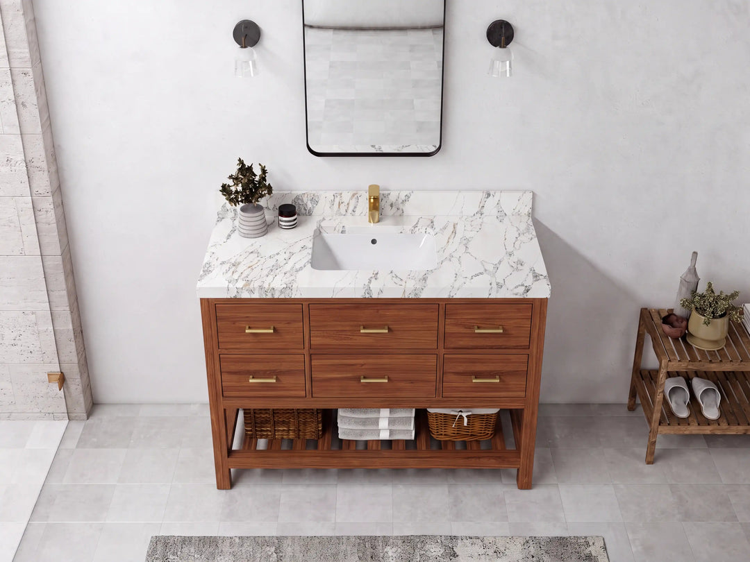 Parker Teak Wood 48 in. W x 22 in. D Single Sink Bathroom Vanity | 
              
                Dark Natural Teak
                
                  
             - PRK_TK_DNT_WHQZ_48S - photo №10