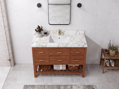 Parker Teak Wood 48 in. W x 22 in. D Single Sink Bathroom Vanity