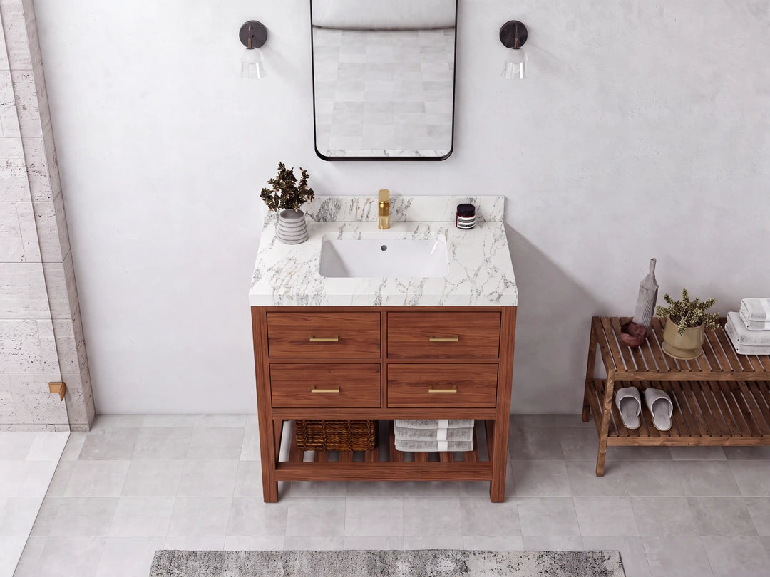 Parker Teak Wood 36 in. W x 22 in. D Center Sink Bathroom Vanity | 
              
                Dark Natural Teak
                
                  
             - PRK_TK_DNT_WHQZ_36 - photo №10