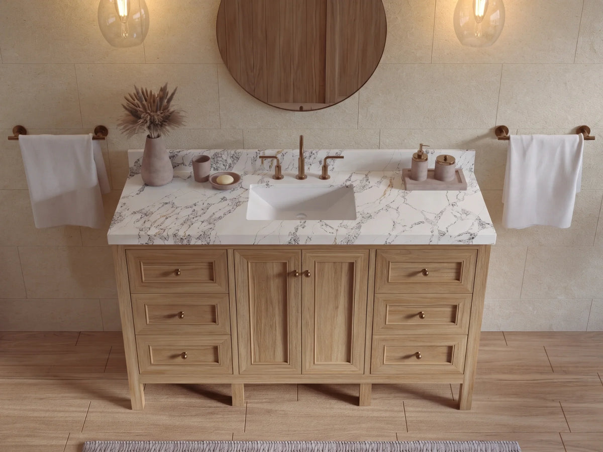 Nashville Teak Wood 60 in. W x 22 in. D Single Sink Bathroom Vanity