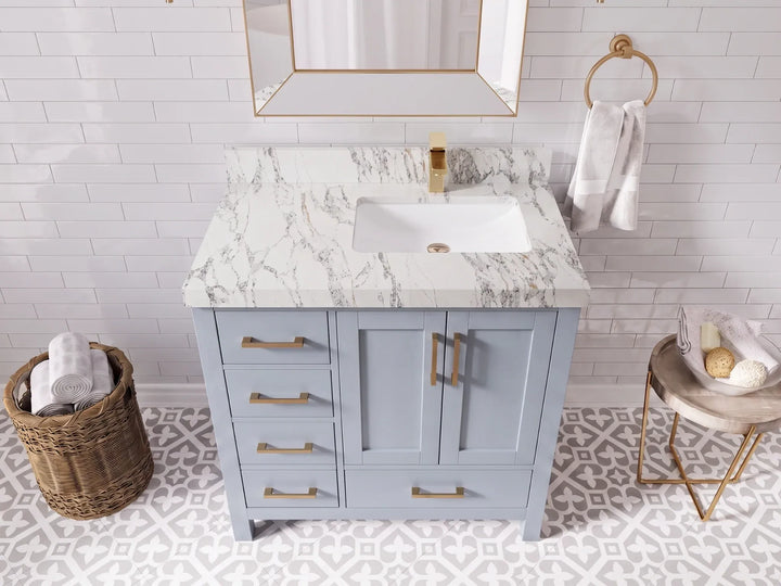 Malibu 36 in. W x 22 in. D Right Offset Sink Bathroom Vanity - photo 12
