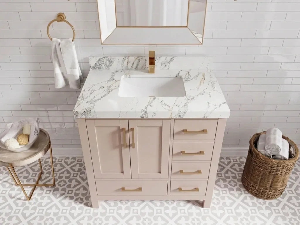 Malibu 36 in. W x 22 in. D Bathroom Vanity Center Sink | 
              
                Pink
                
                  
             - MLB_PNK_WHQZ_36CL - photo №12