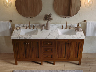 Nashville Teak Wood 72 in. W x 22 in. D Double Sink Bathroom Vanity