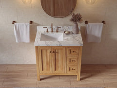 Nashville Teak Wood 36 in. W x 22 in. D Left Offset Sink Bathroom Vanity - photo 16