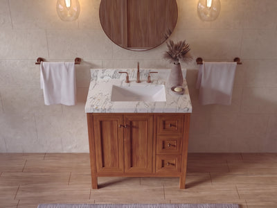 Nashville Teak Wood 36 in. W x 22 in. D Center Sink Bathroom Vanity