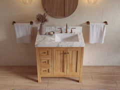 Nashville Teak Wood 36 in. W x 22 in. D Right Offset Sink Bathroom Vanity - photo 15