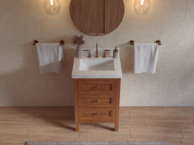 Nashville Teak Wood 24 in. W x 22 in. D Single Sink Bathroom Vanity