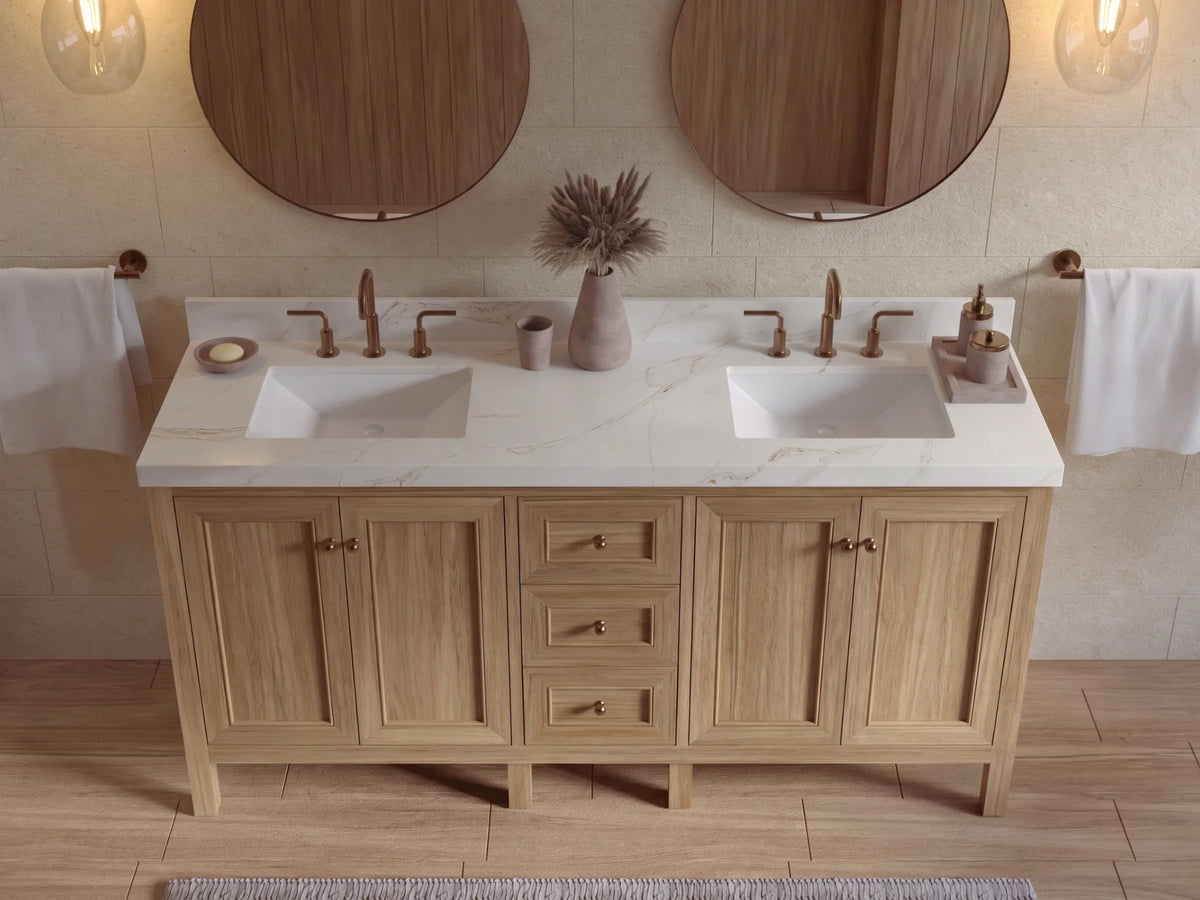 Nashville Teak Wood 72 in. W x 22 in. D Double Sink Bathroom Vanity
