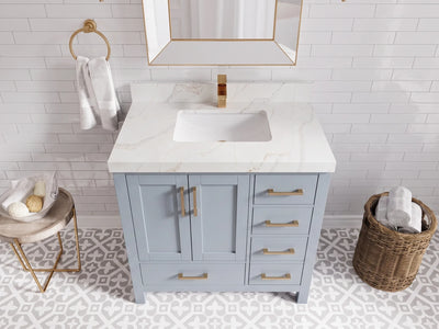 Malibu 36 in. W x 22 in. D Bathroom Vanity Center Sink