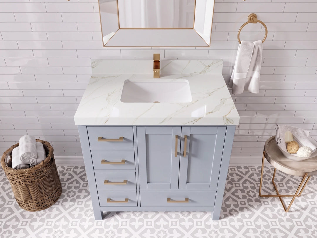 Malibu 36 in. W x 22 in. D with Center Sink Bathroom Vanity | 
              
                Blue Heather
                
                  
             - MLB_BLU_WHQZ_36CR - photo №30