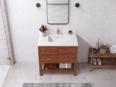 Parker Teak Wood 36 in. W x 22 in. D Center Sink Bathroom Vanity - photo 11