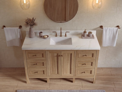 Nashville Teak Wood 60 in. W x 22 in. D Single Sink Bathroom Vanity