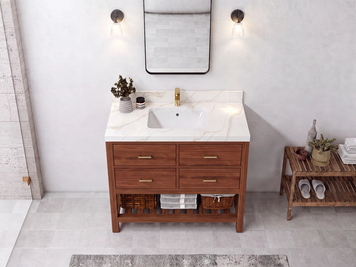Parker Teak Wood 42 in. W x 22 in. D Single Sink Bathroom Vanity - photo 10