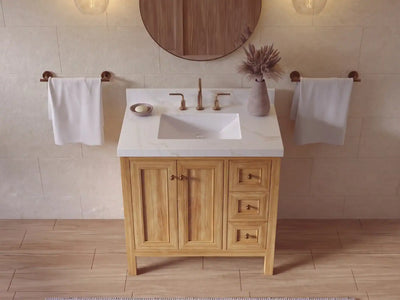 Nashville Teak Wood 36 in. W x 22 in. D Center Sink Bathroom Vanity