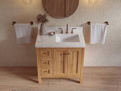 Nashville Teak Wood 36 in. W x 22 in. D Right Offset Sink Bathroom Vanity - photo 16
