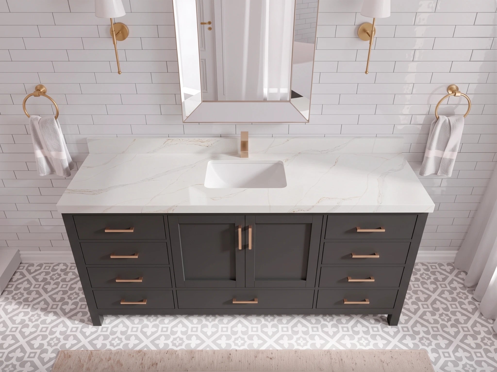 Malibu 72 in. W x 22 in. D Single Sink Bathroom Vanity