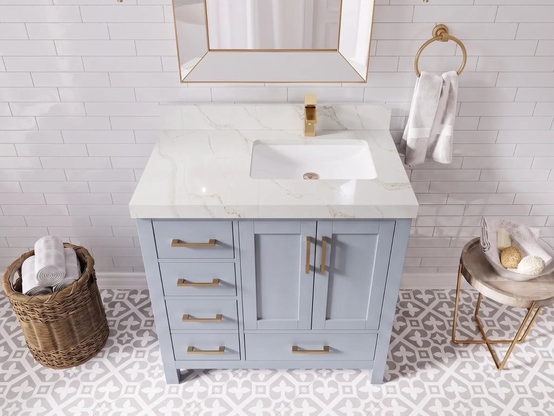 Malibu 36 in. W x 22 in. D Right Offset Sink Bathroom Vanity | 
              
                Blue Heather
                
                  
             - MLB_BLU_WHQZ_36R - photo №13