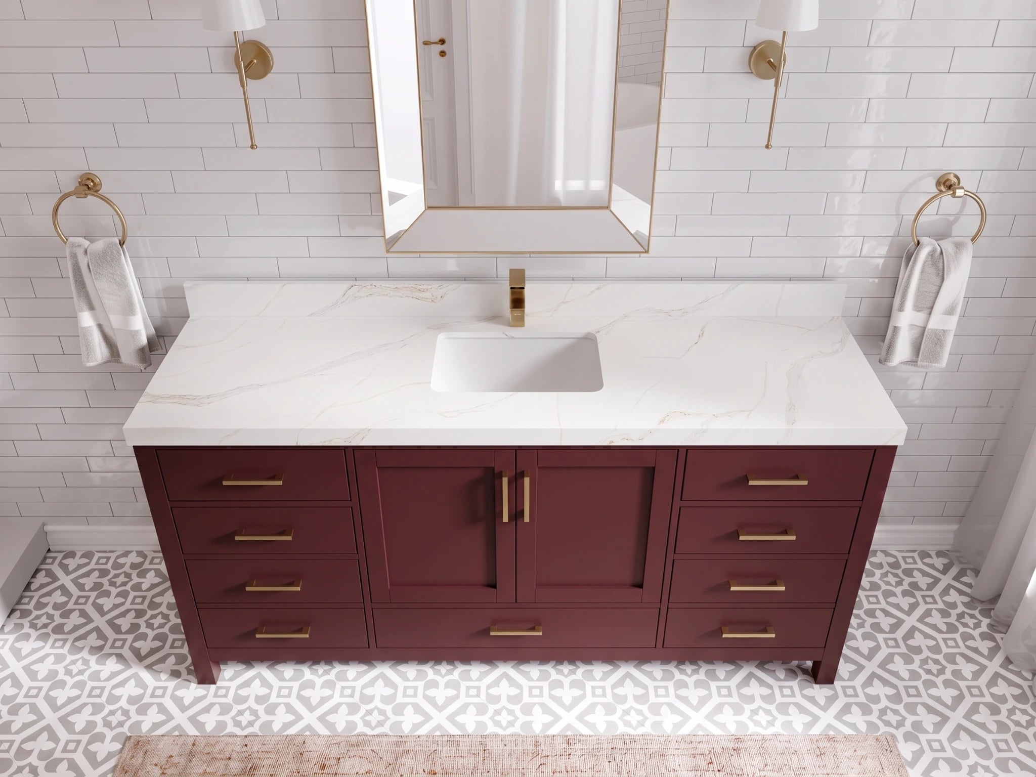 Malibu 72 in. W x 22 in. D Single Sink Bathroom Vanity