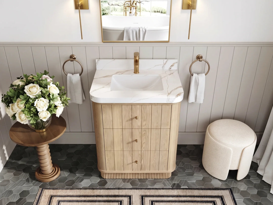 Houston White Oak 30 in. W x 22 in. D Free Standing Curved Edge Single Sink Bathroom Vanity | 
              
                Nordic White Oak
                
                  
             - HOU_WHOK_NORW_CARM_30 - photo №17