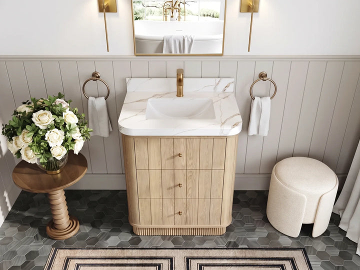 Houston White Oak 30 in. W x 22 in. D Free Standing Curved Edge Single Sink Bathroom Vanity - photo 17