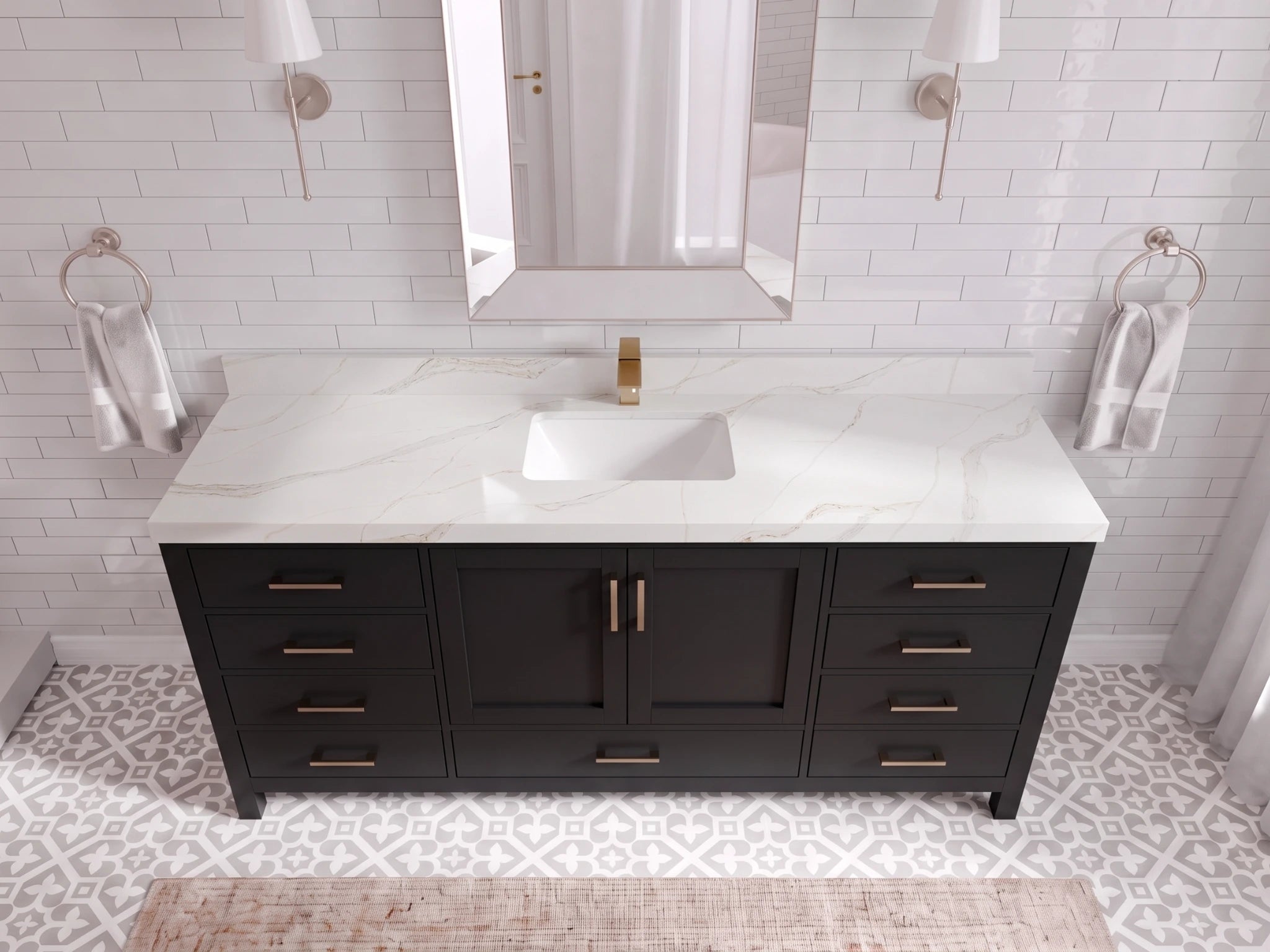 Malibu 72 in. W x 22 in. D Single Sink Bathroom Vanity