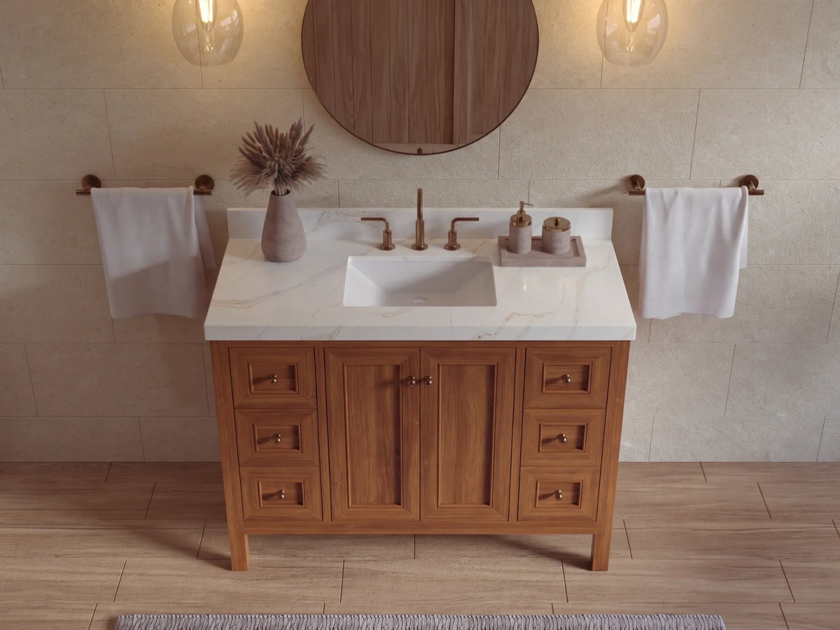 Nashville Teak Wood 48 in. W x 22 in. D Single Sink Bathroom Vanity