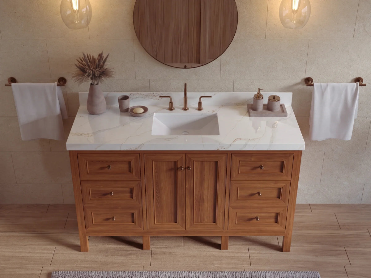Nashville Teak Wood 60 in. W x 22 in. D Single Sink Bathroom Vanity