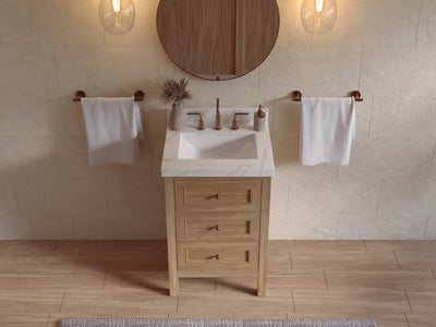 Nashville Teak Wood 24 in. W x 22 in. D Single Sink Bathroom Vanity