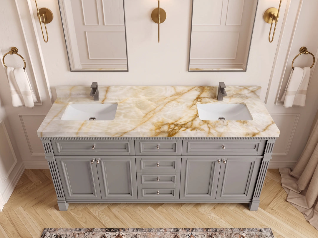 Paris 72 in. W x 22 in. D Double Sink Bathroom Vanity | 
              
                Elephant Skin Gray
                
                  
             - PRS_GRY_WHQZ_72D - photo №50