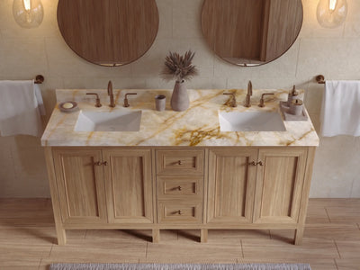 Nashville Teak Wood 72 in. W x 22 in. D Double Sink Bathroom Vanity