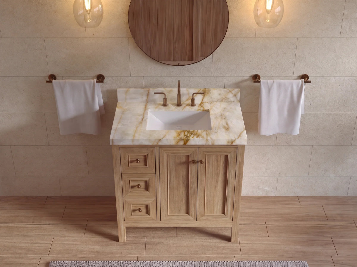 Nashville 36 in. W x 22 in. D Center Sink Teak Wood Bathroom Vanity