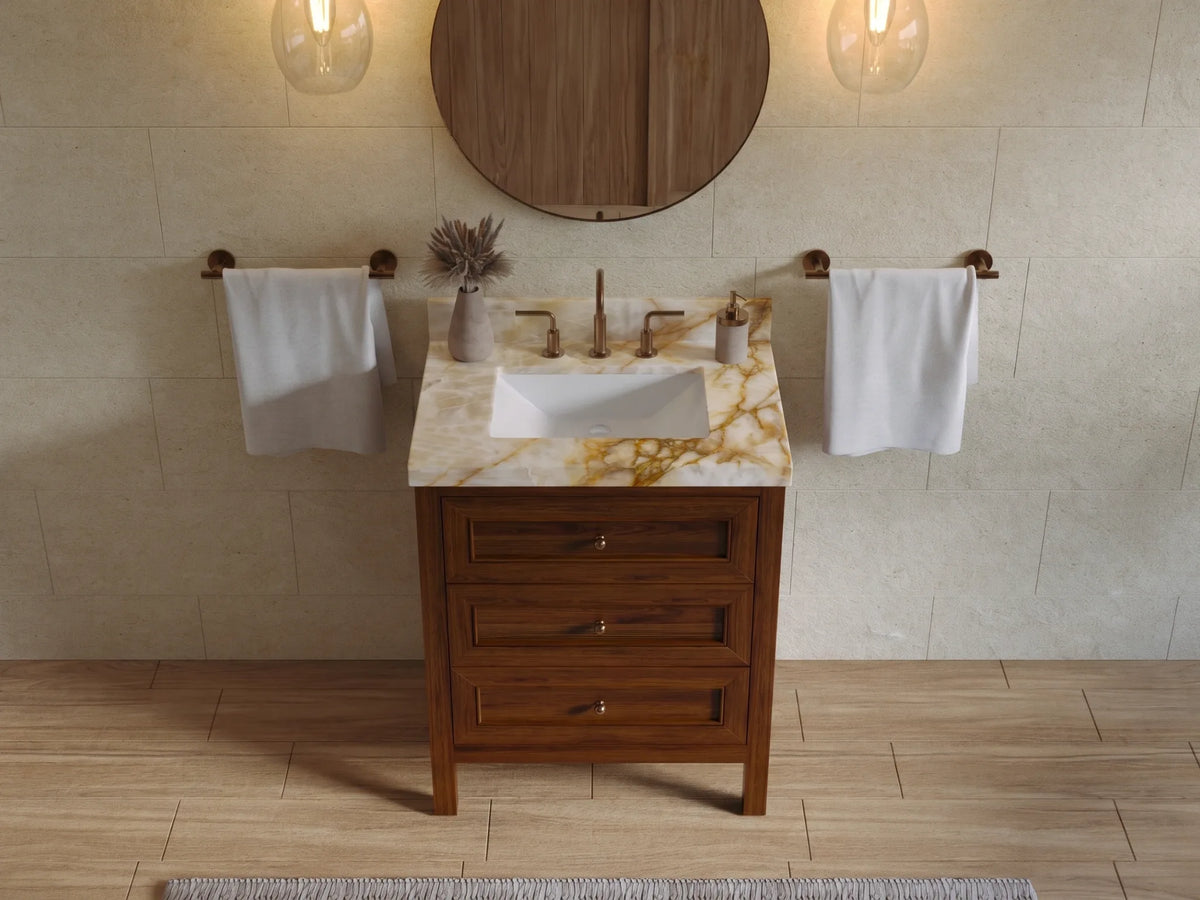 Nashville Teak Wood 30 in. W x 22 in. D Single Sink Bathroom Vanity